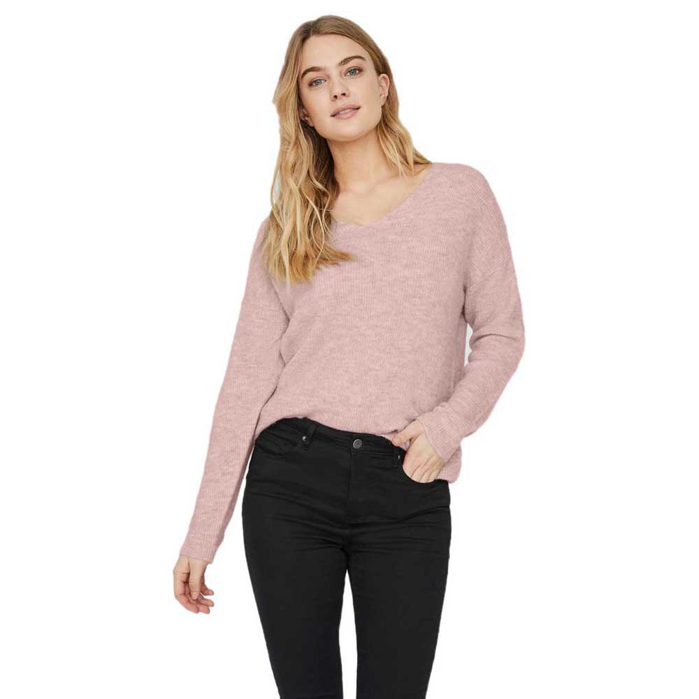 Clothing Vero Moda Crew Lefile V-Neck Sweater Pink