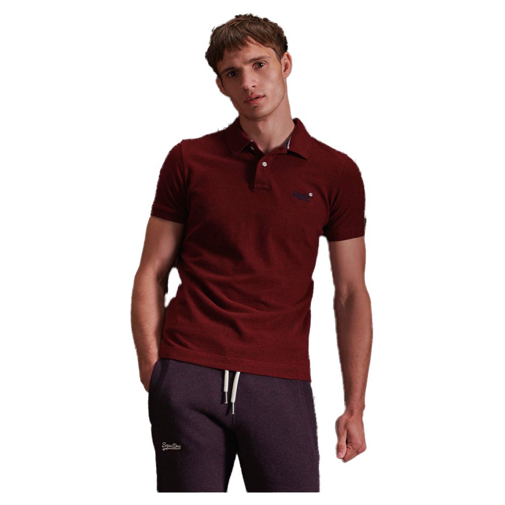 Men Superdry Classic Pique Organic Cotton Short Sleeve Polo Shirt Red