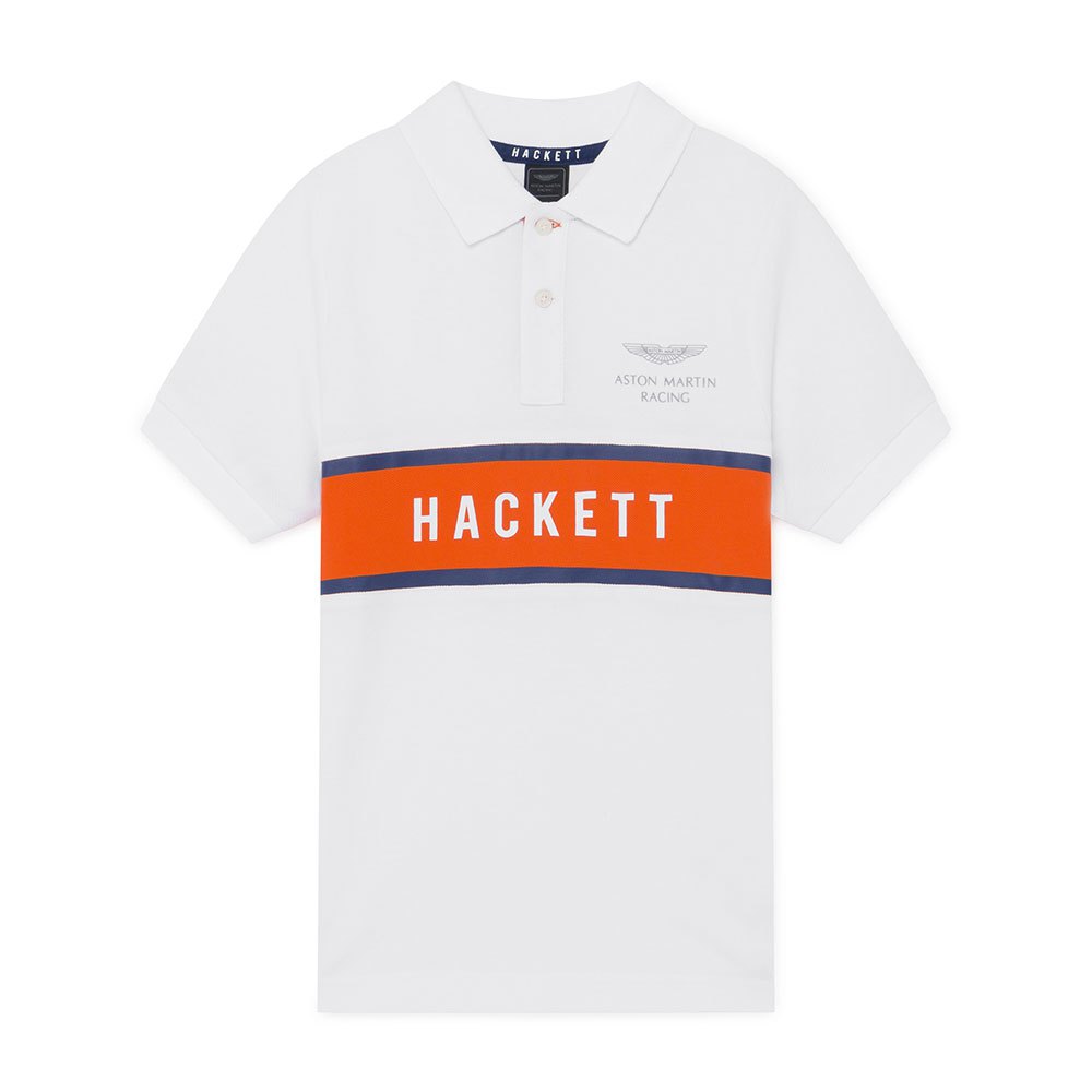Boy Hackett AMR Chest Panel Youth Short Sleeve Polo Shirt White