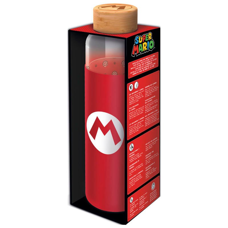 Stor Nintendo Super Mario Bros Silicone Cover Glass 585ml Bottle 