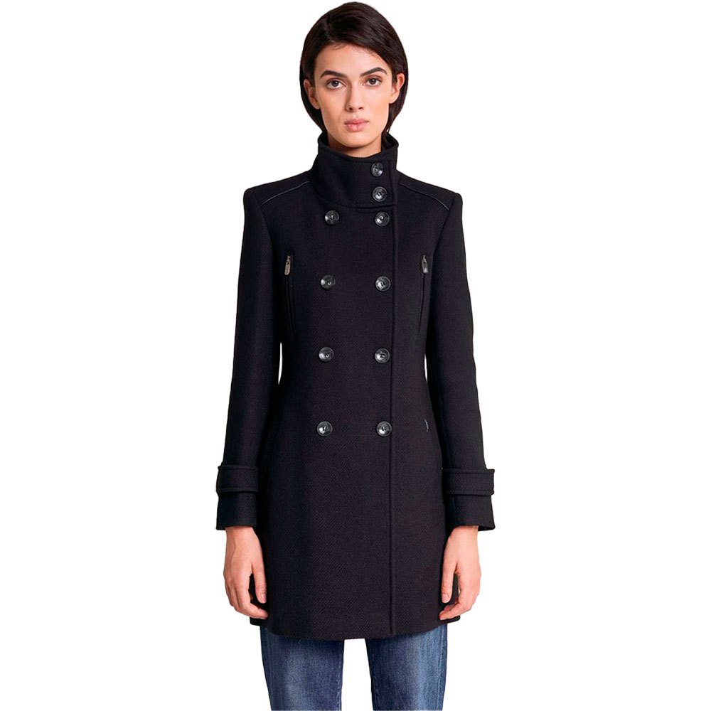 Clothing Salsa Jeans Long Duffle With Detail Coat Black