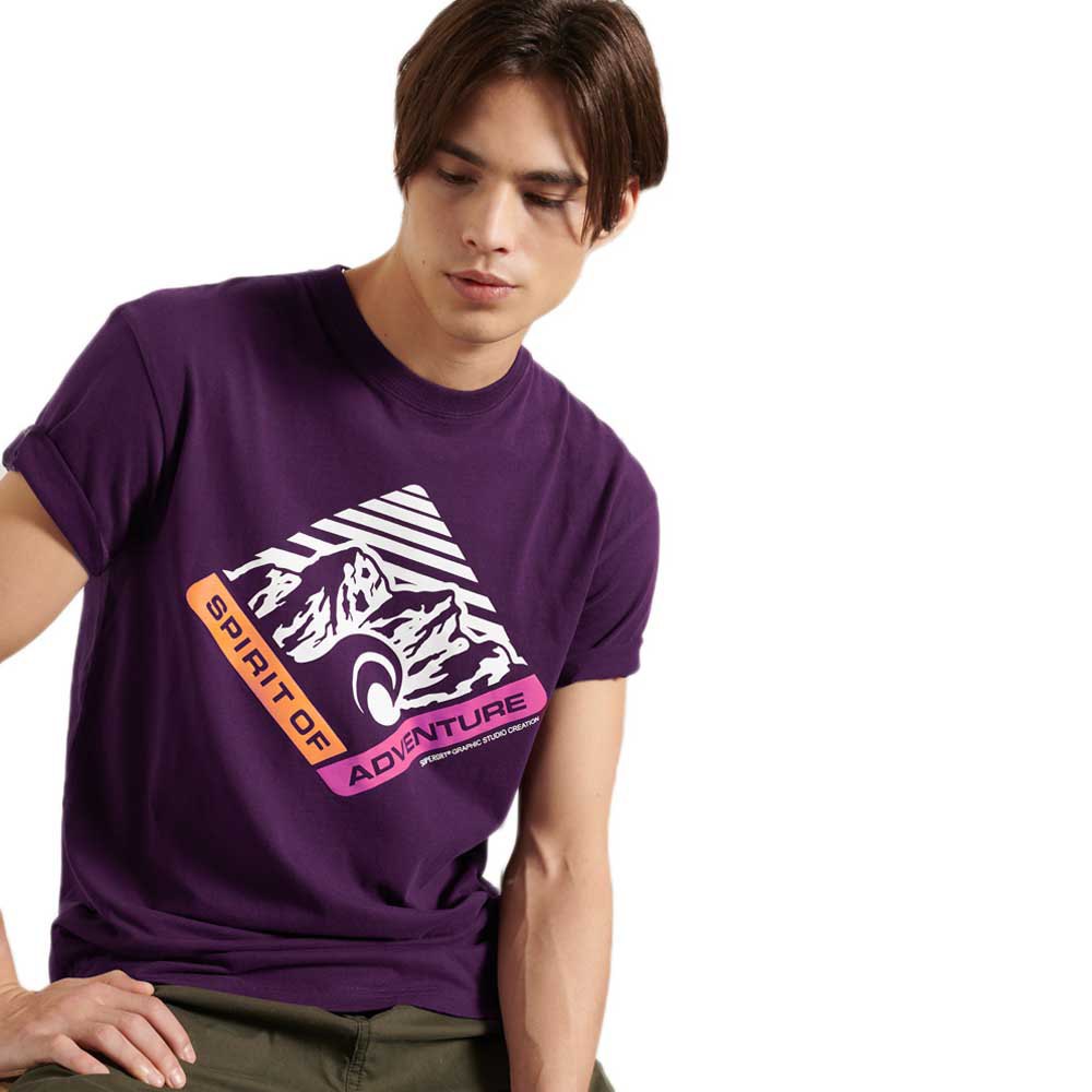 Clothing Superdry Mountain Relax Fit Graphic Short Sleeve T-Shirt Purple