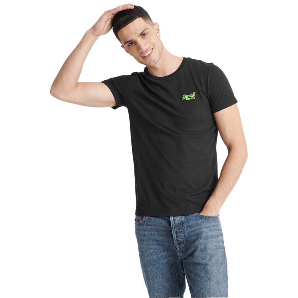 Men Superdry Orange Label Neon Lite Short Sleeve T-Shirt Black