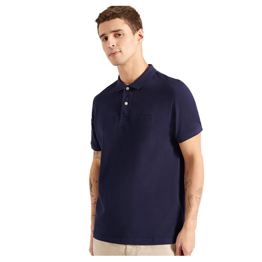 Men Superdry Classic Micro Lite Short Sleeve Polo Shirt Blue