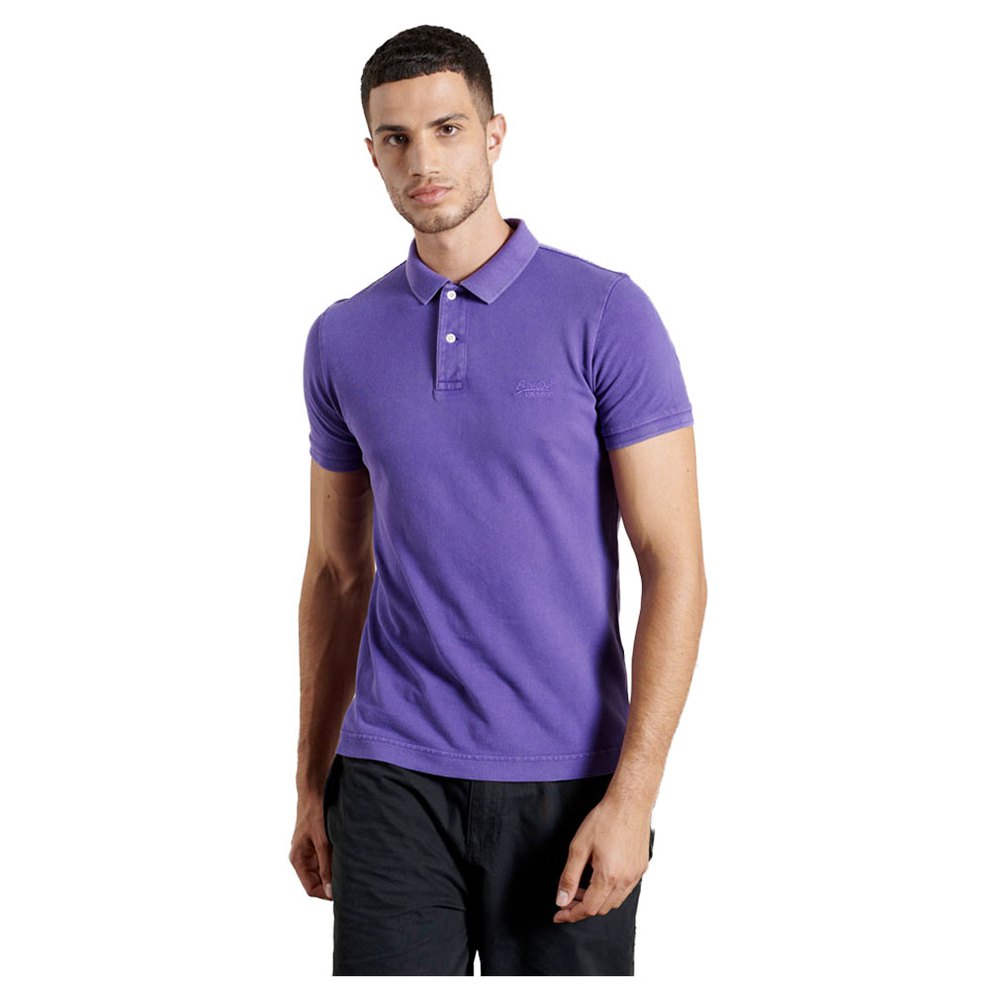 Clothing Superdry Vintage Destroyed Short Sleeve Polo Shirt Purple