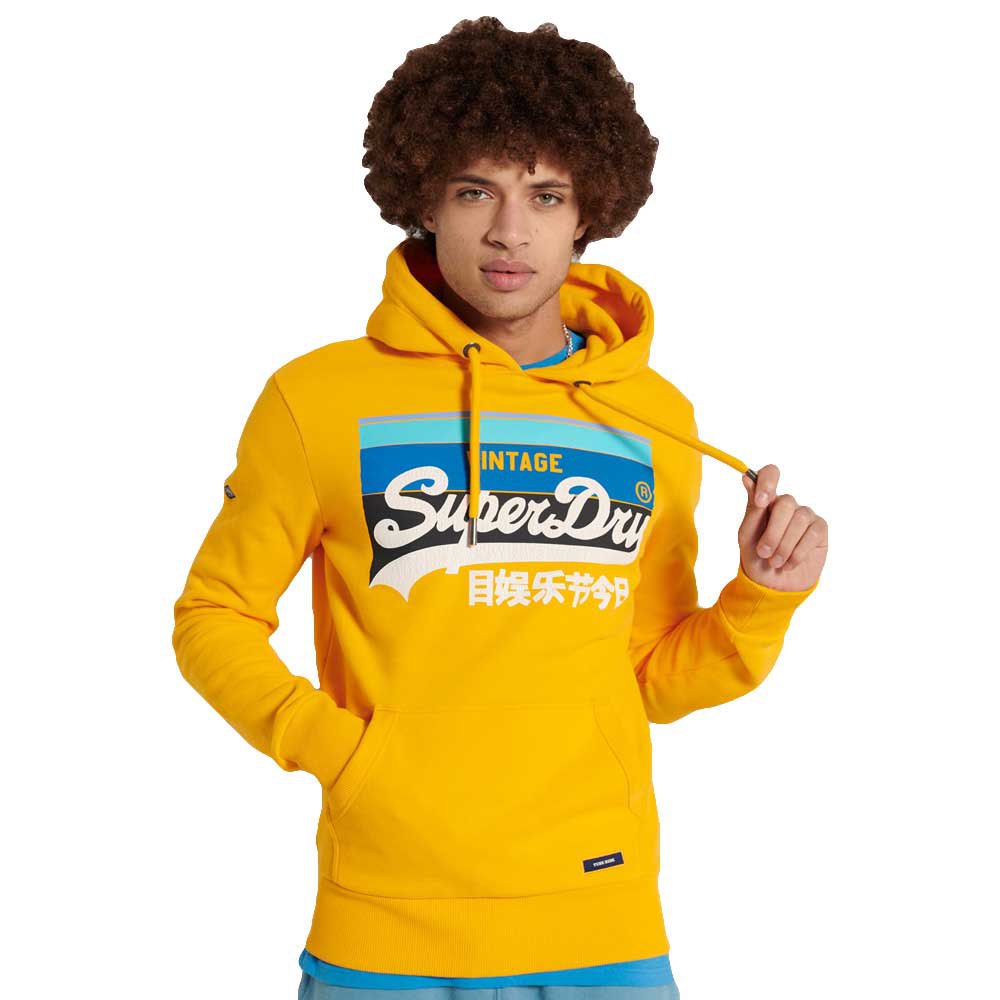 Sweatshirts And Hoodies Superdry Vintage Logo Stripe Brushback Hoodie Yellow