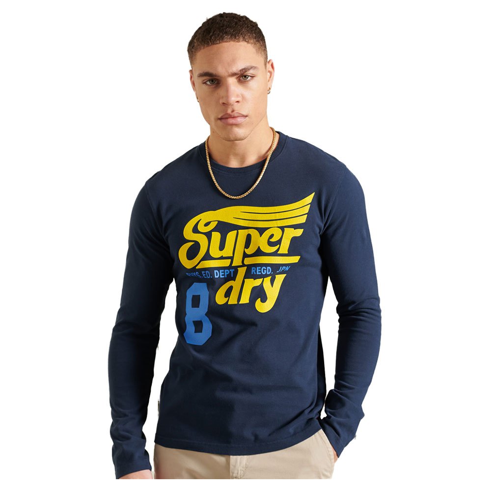 Clothing Superdry Collegiate Graphic Long Sleeve T-Shirt Blue