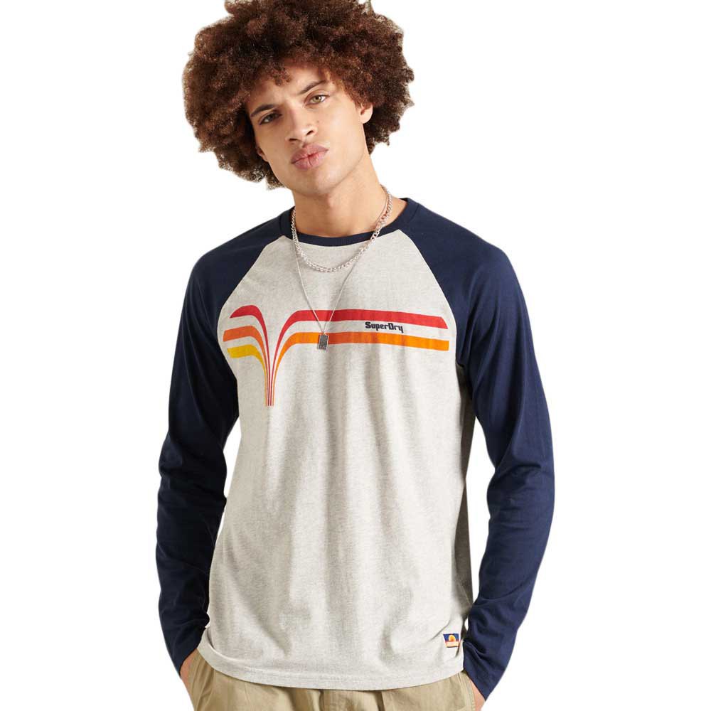 Clothing Superdry Cali Surf Baseball Long Sleeve T-Shirt Grey