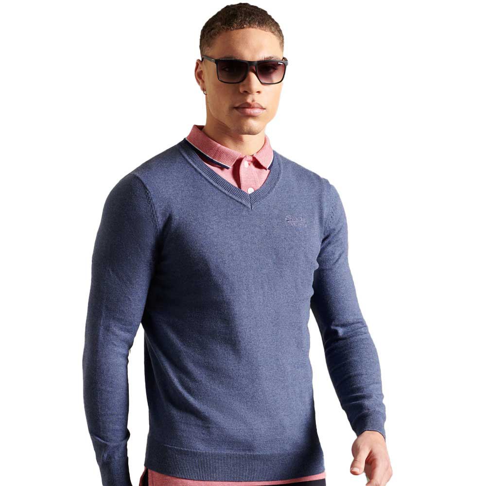 Clothing Superdry Orange Label Vee Sweater Blue