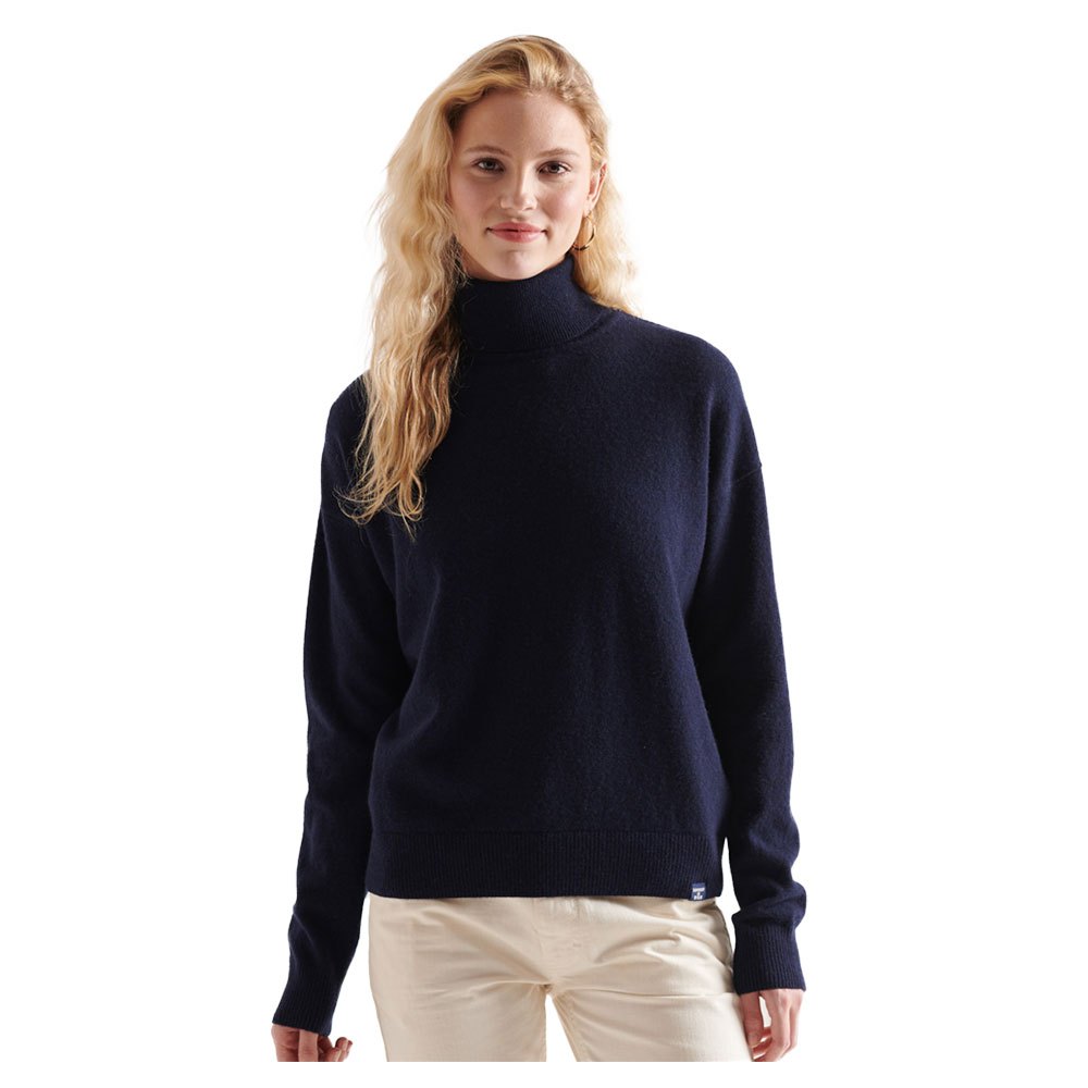 Chandails Superdry Sweater Col Roulé Lambswool Midnight Navy Marl