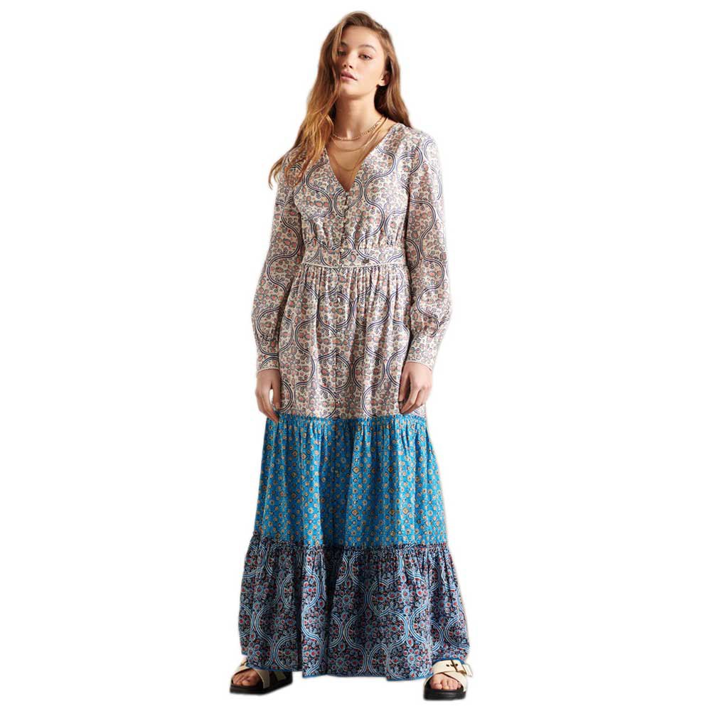 Clothing Superdry Bohemian Maxi Long Dress Beige