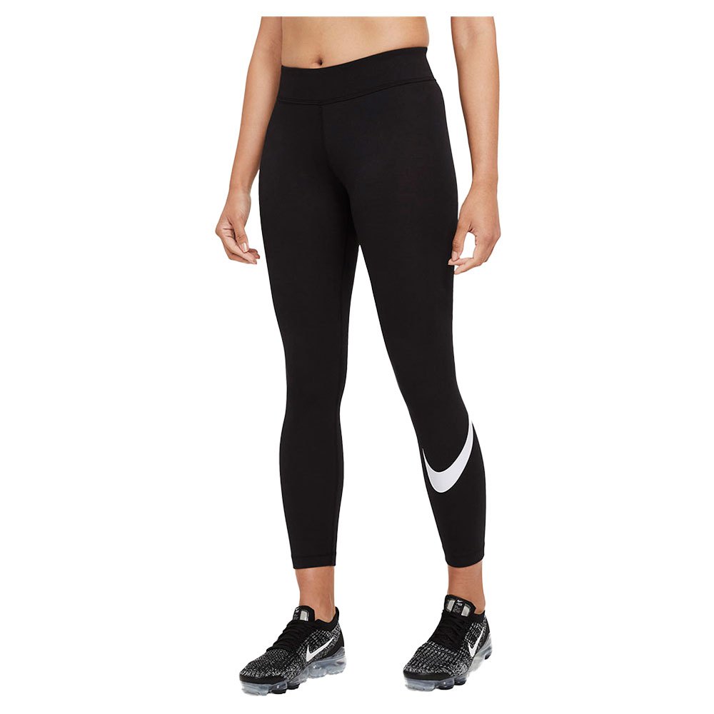 Collants Nike Taille Mi-haute Sportswear Essential Swoosh Graphic Black / White