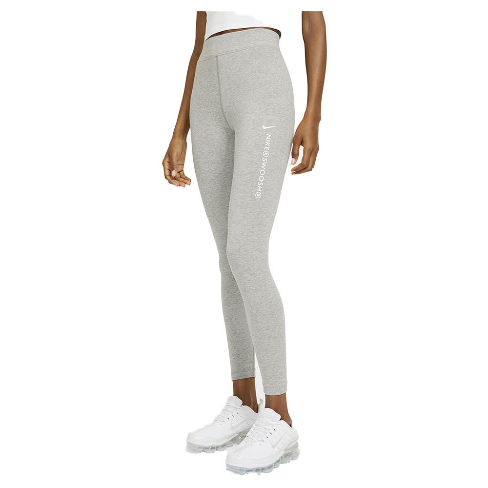 Femme Nike Sportswear Swoosh Taille Haute Dark Grey Heather / White