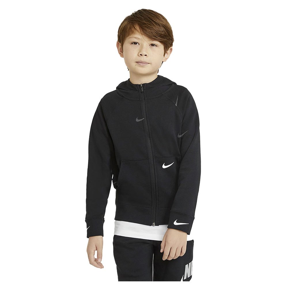Boy Nike Sportswear Swoosh Full Zip Sweatshirt Black