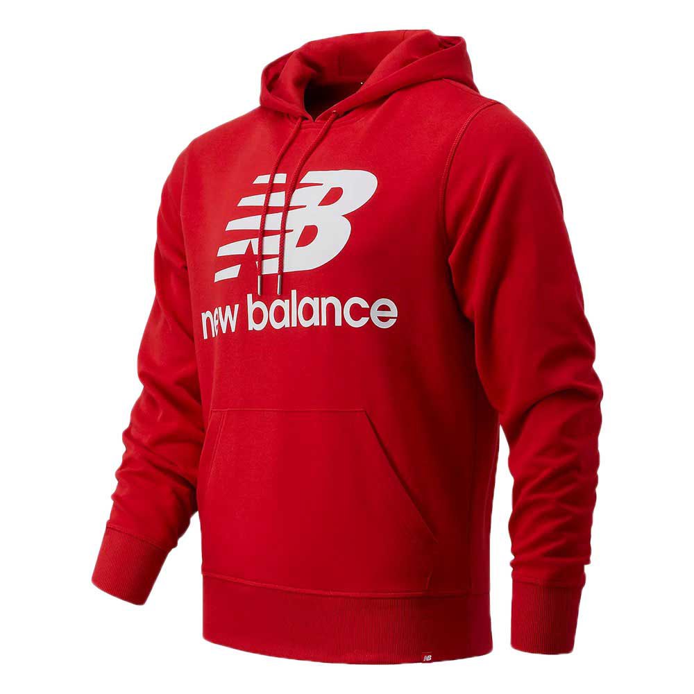 Men New Balance Essentials Stacked Logo Hoodie Red