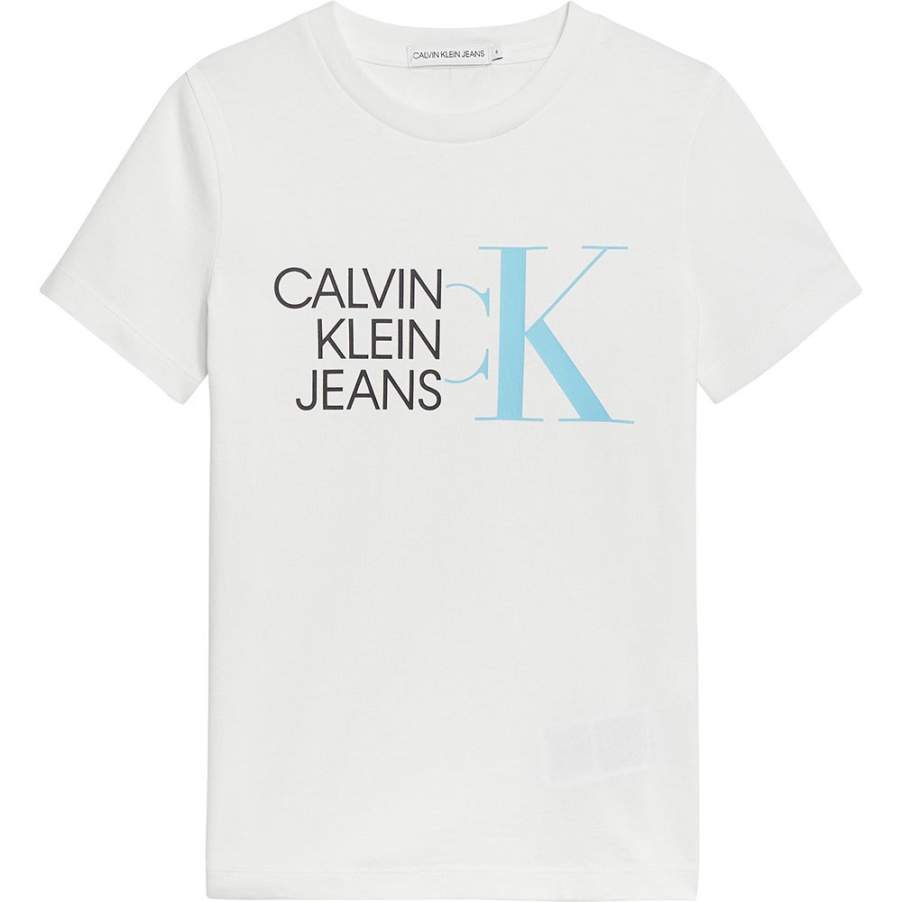 Boy Calvin Klein Hybrid Logo Fitted Short Sleeve T-Shirt White
