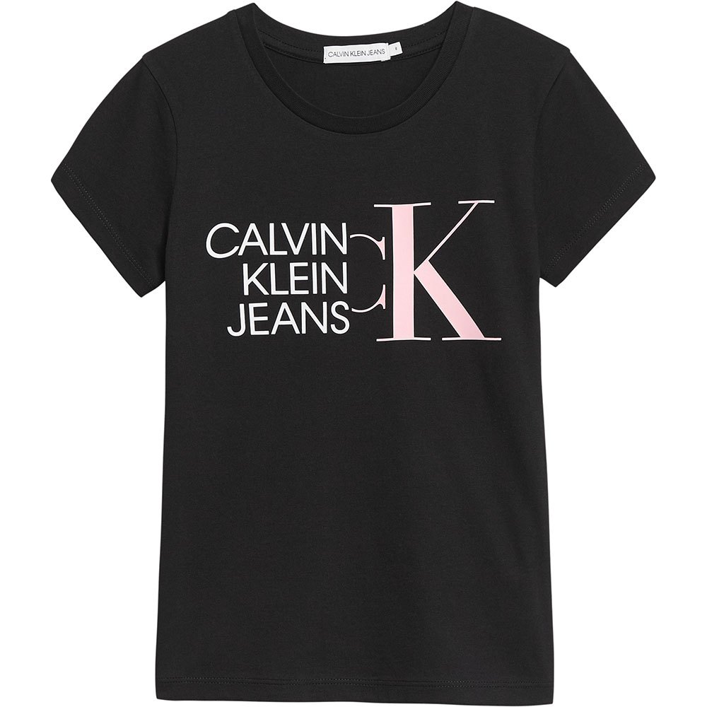 Clothing Calvin Klein Hybrid Logo Slim Short Sleeve T-Shirt Black