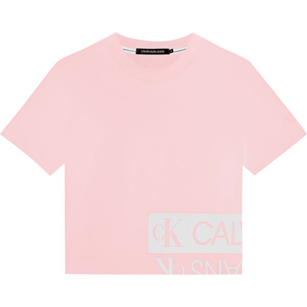 T-shirts Calvin Klein T-shirt à Manches Courtes Mirrored Logo Boxy Pearly Pink / Bright White