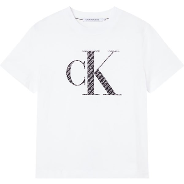 T-shirts Calvin Klein T-shirt à Manches Courtes Satin Bonded Filled Bright White/Logo Aop