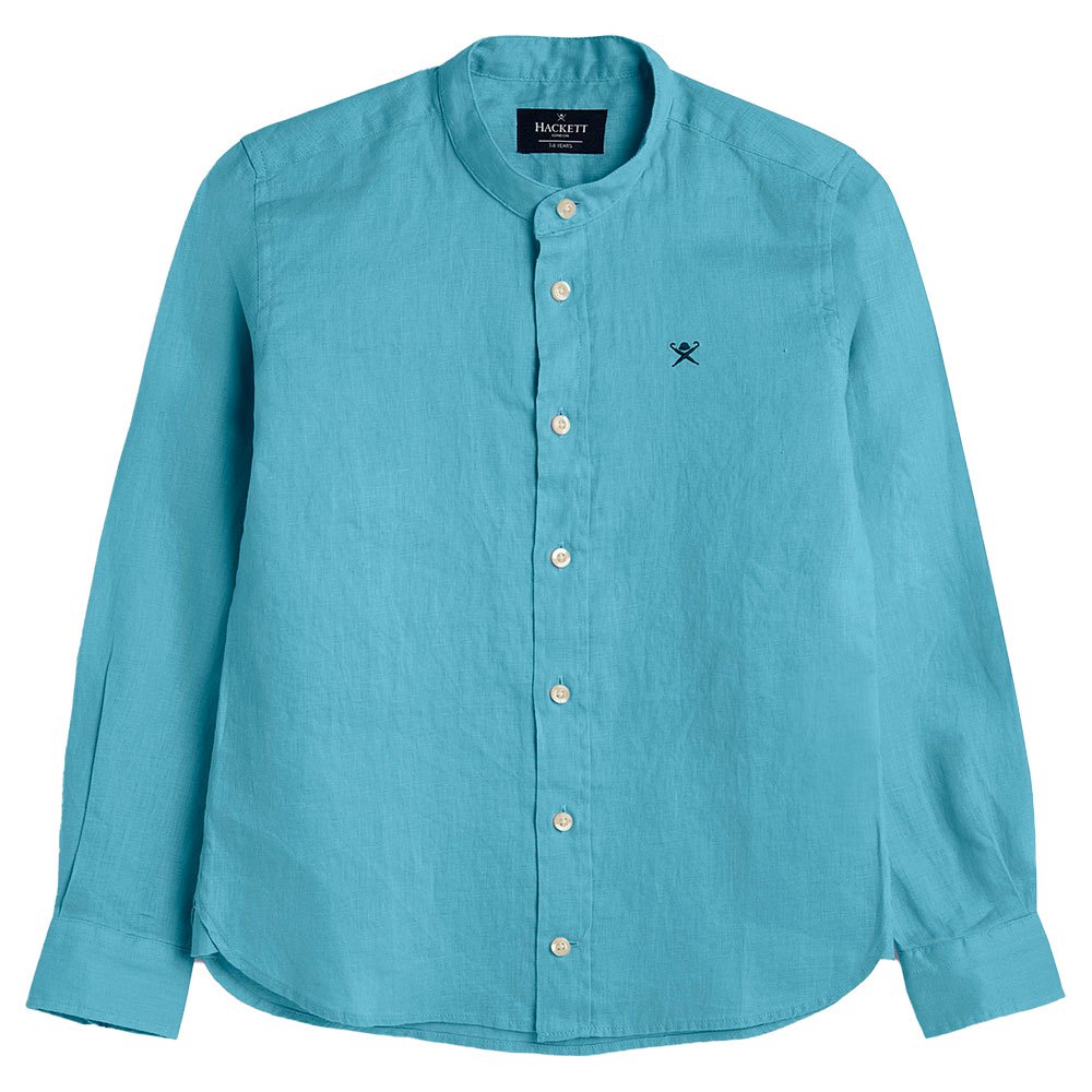 Clothing Hackett Piece Dyed Linen Long Sleeve Shirt Blue