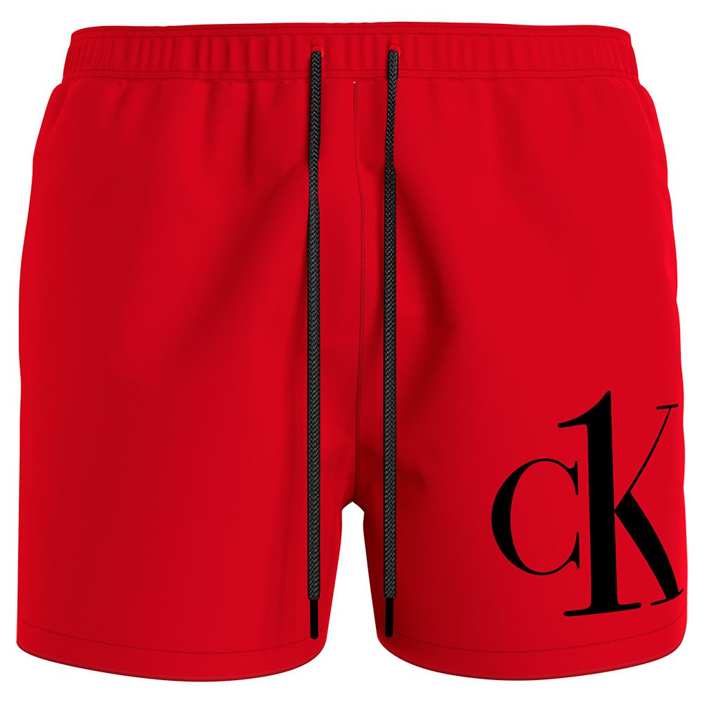 Men Calvin Klein Medium Drawstring Swimming Shorts Red