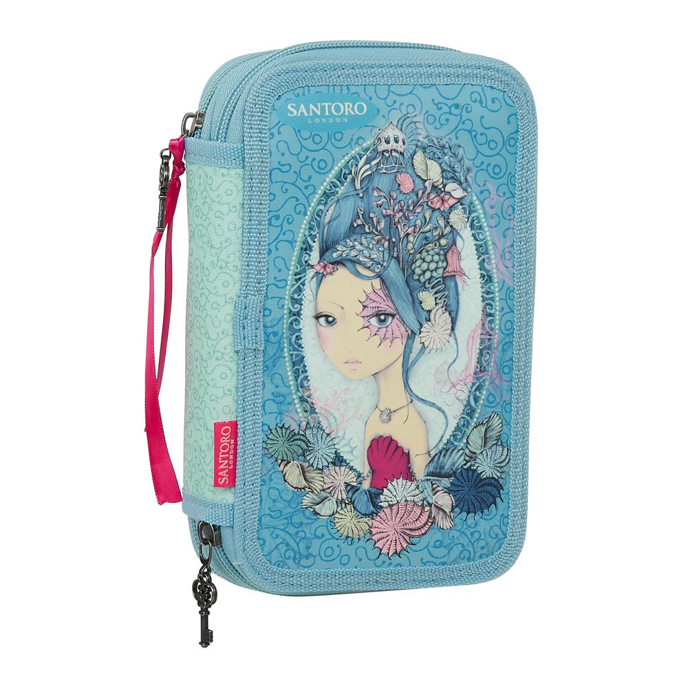 Suitcases And Bags Safta Small Double Filled 28 Pieces Pencil Case Blue