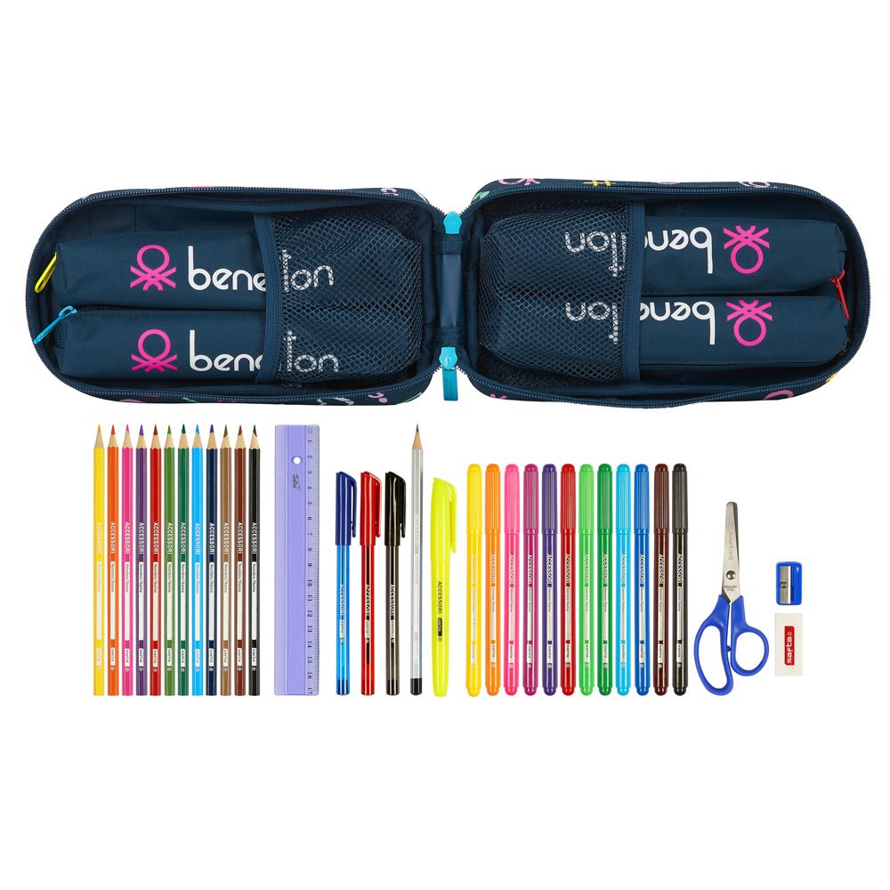 Cases Safta Benetton Dot Com Filled Pencil Case Blue