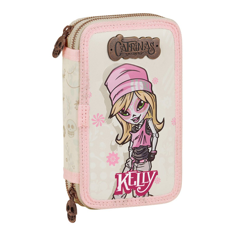 Suitcases And Bags Safta Kelly Double Filled 28 Pieces Pencil Case Beige