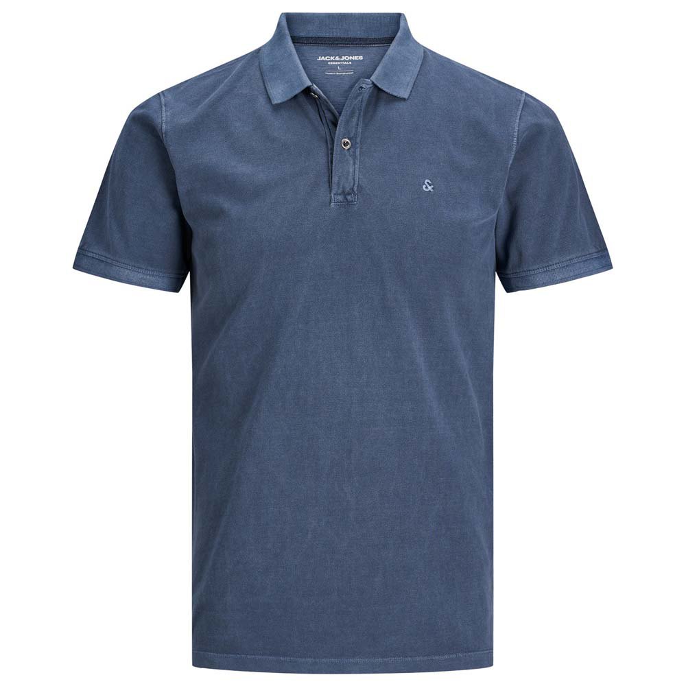Men Jack & Jones Washed Short Sleeve Polo Shirt Blue