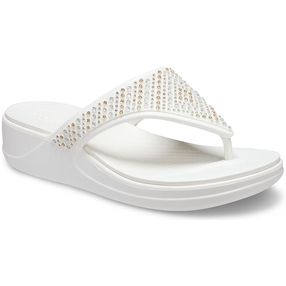 Shoes Crocs Monterey Shimmer Wedge Flip Flops White