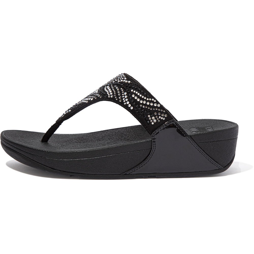Femme Fitflop Tongs Lulu Crystal Feather Black