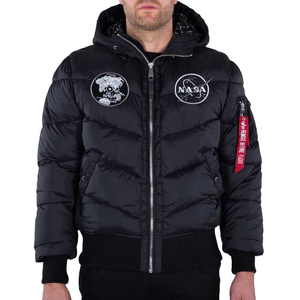 Men Alpha Industries Hooded Puffer Voyager FD Jacket Black