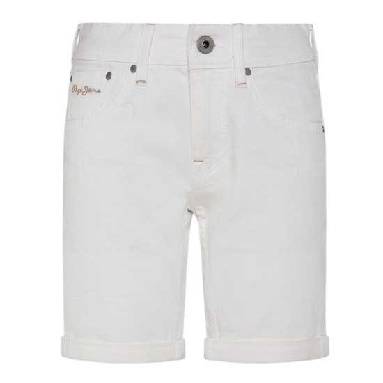 Boy Pepe Jeans Becket Denim Shorts White