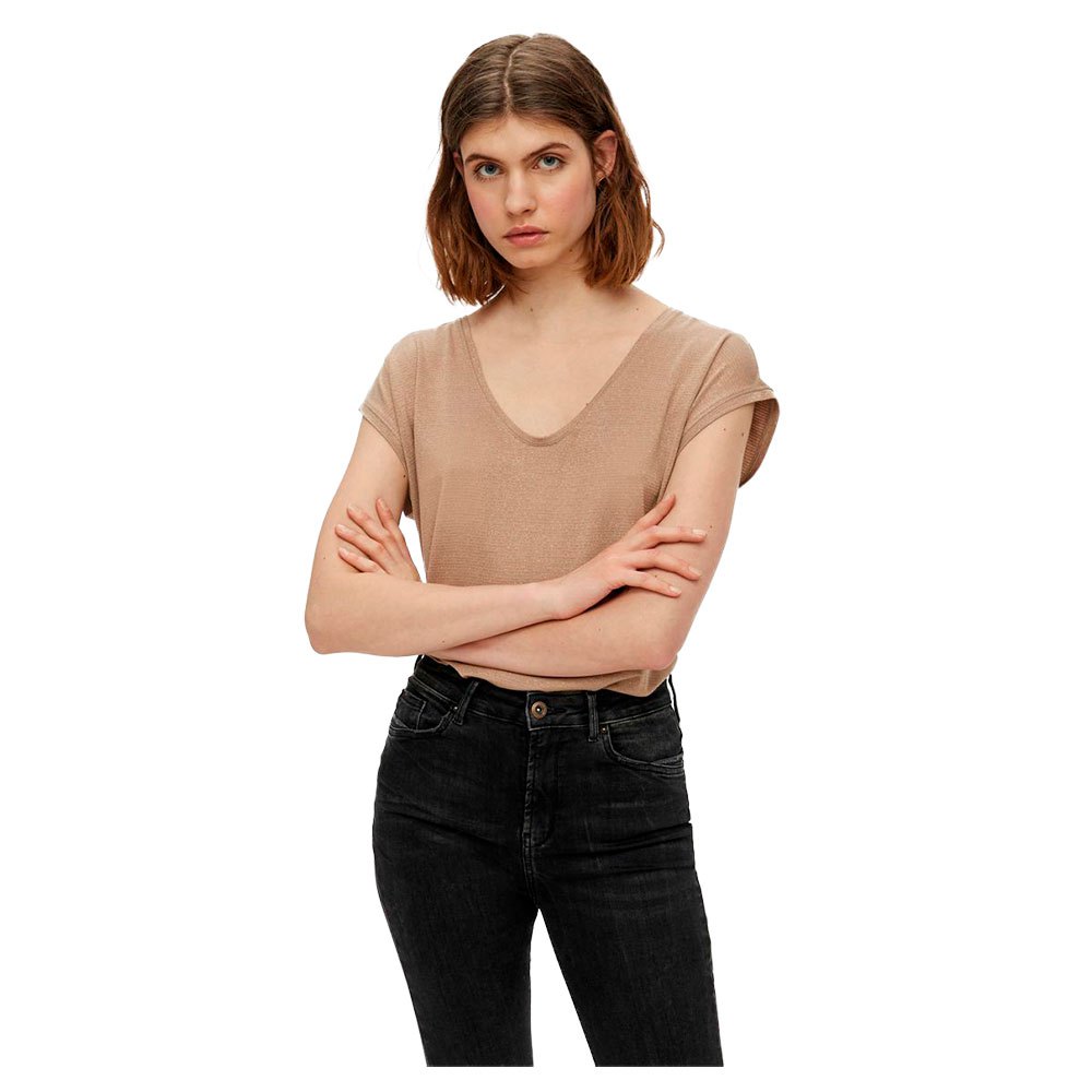 T-shirts Pieces Billo Lurex Stripes Short Sleeve T-Shirt Brown
