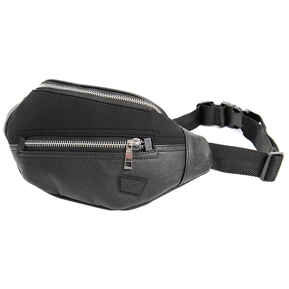 Belt Bag Antony Morato Poplin And Saffiano-Effect Faux Leather Waist Pack Black