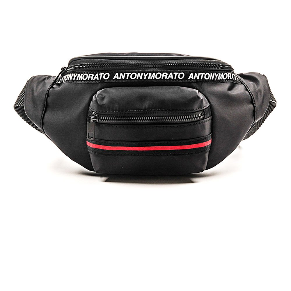 Belt Bag Antony Morato Fornt Contrasting Striped Band Waist Pack Black