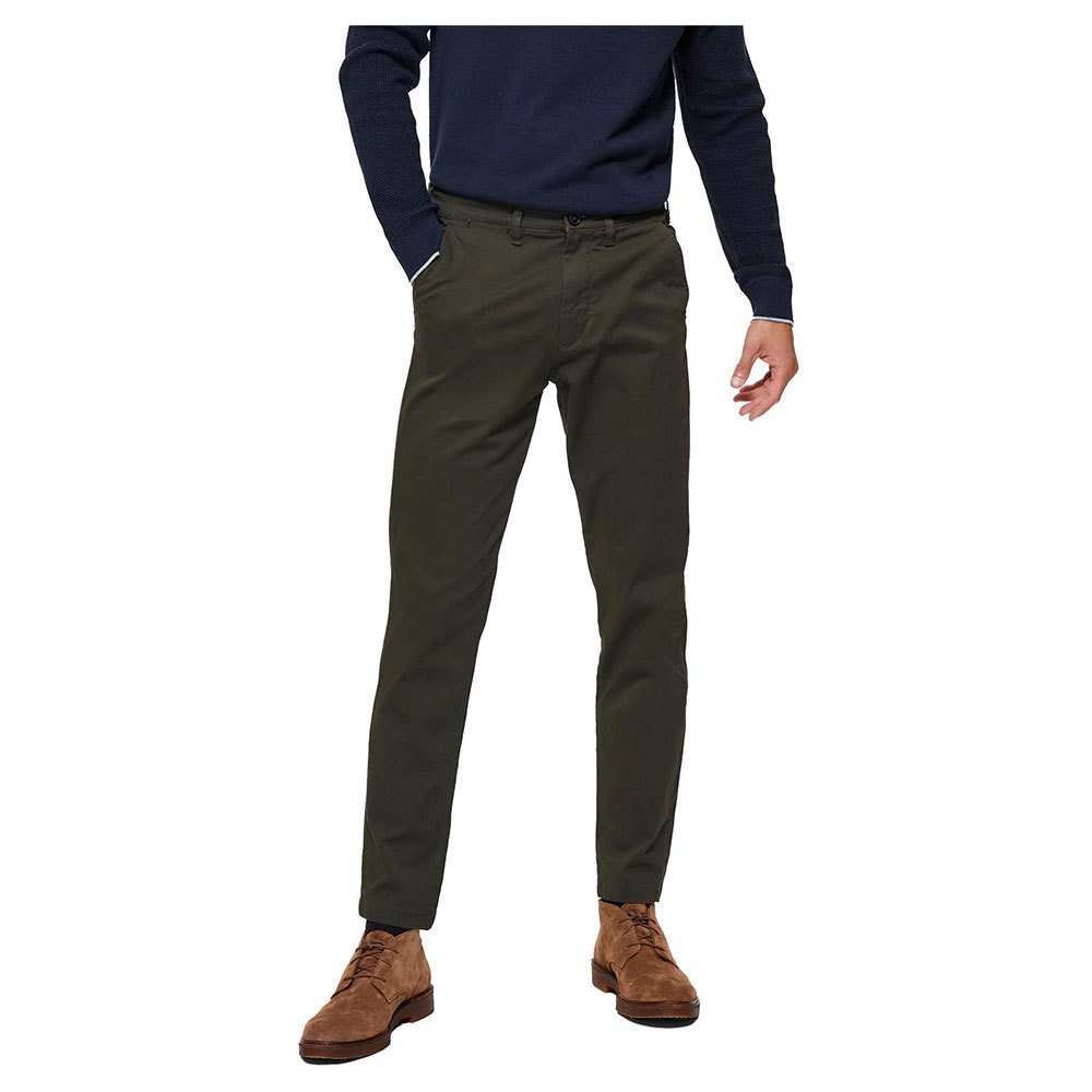 Clothing Selected Slim Miles Flex Chino Pants Green