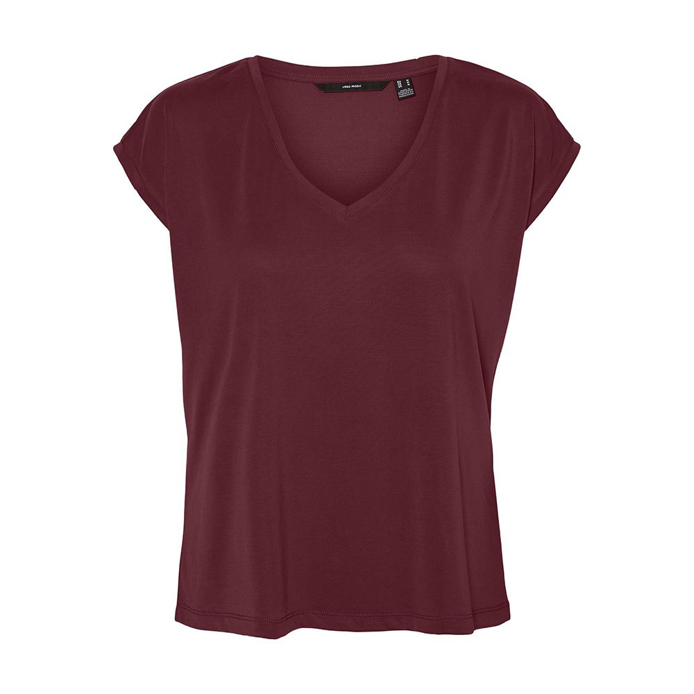 Clothing Vero Moda Filli Short Sleeve V Neck T-Shirt Red