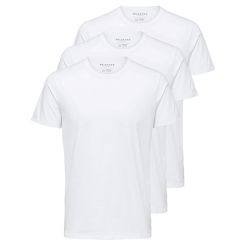 Clothing Selected New Pima Short Sleeve O Neck B T-Shirt 3 Pairs White