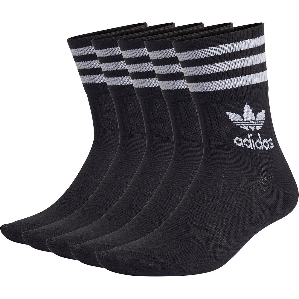 Men adidas originals Mid Cut Crew 5 Pairs Socks Black