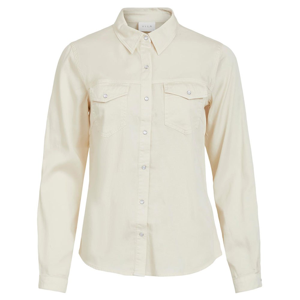 Blouses And Shirts Vila Bista Long Sleeve Denim Shirt White