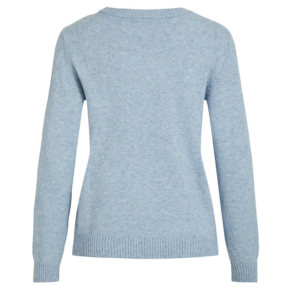 Women Vila Ril Long Sleeve O Neck Sweater Blue