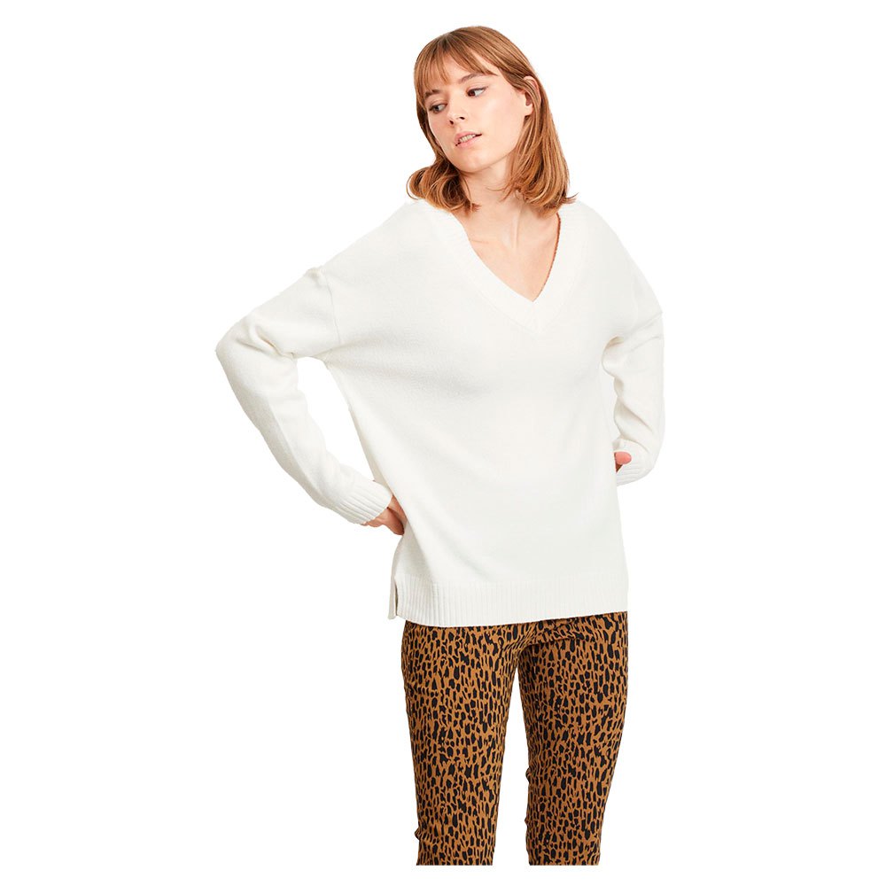 Sweaters Vila Ril Long Sleeve Oversize V Neck Sweater White