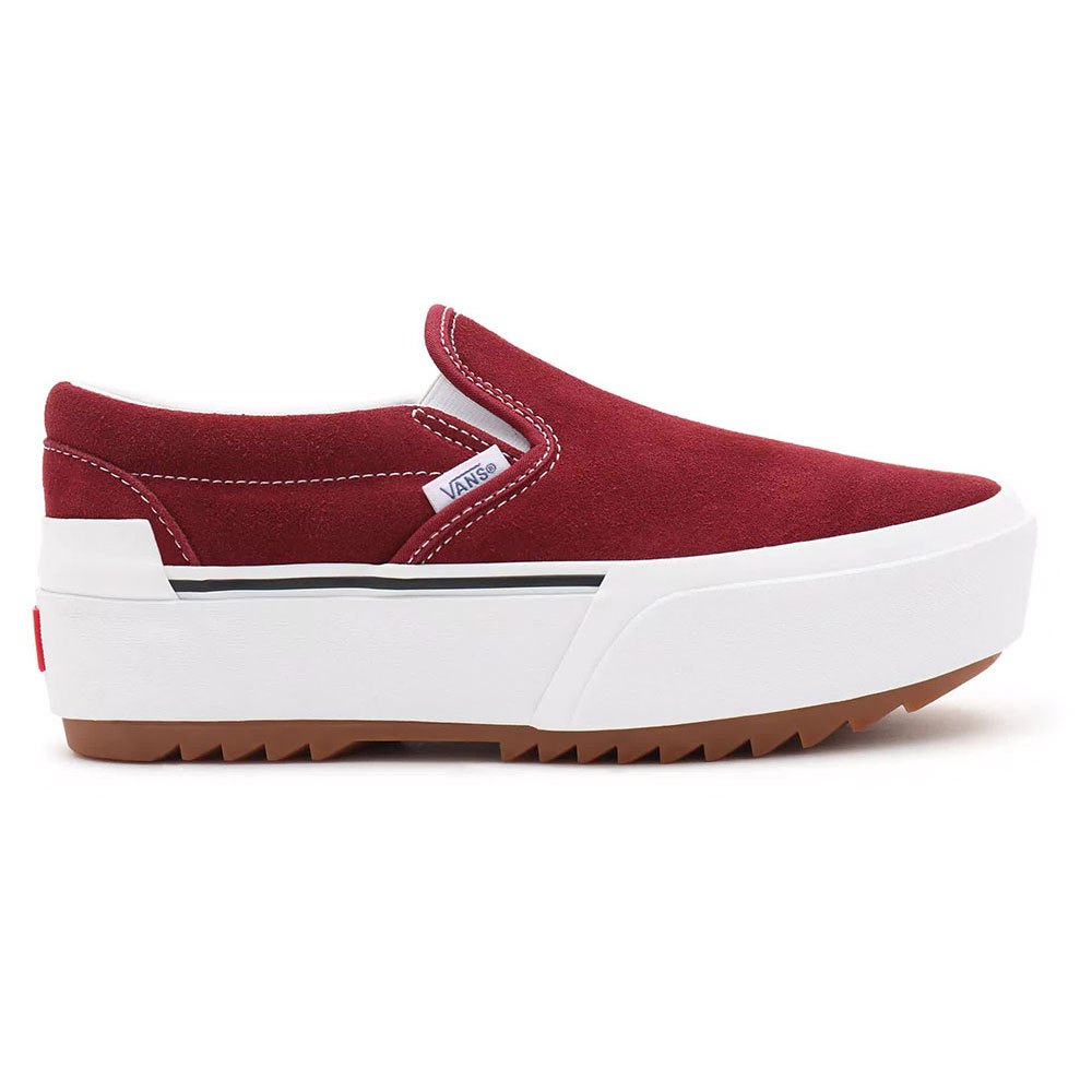 Femme Vans Chaussures Slip-On Classic Stacked Suede Pomegranate / True White