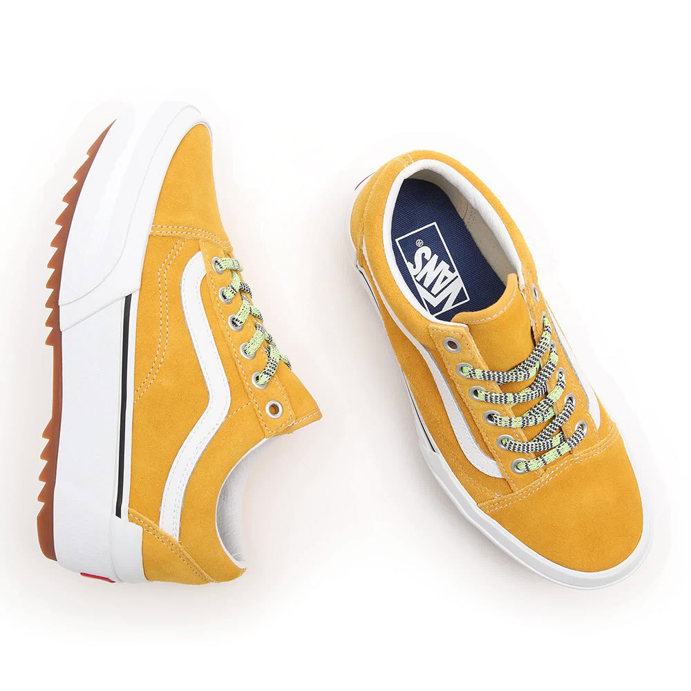 Femme Vans Formateurs Old Skool Stacked Multi Lace Golden Yellow / True White