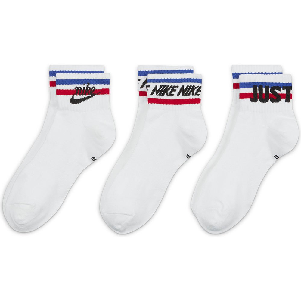 Men Nike Sportswear Essentials Ankle 3 Pairs Socks White