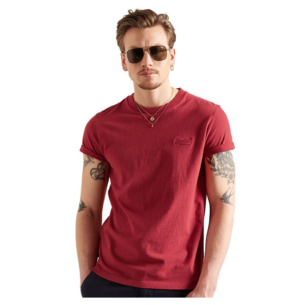 Men Superdry Vintage Logo Embroided Short Sleeve T-Shirt Red