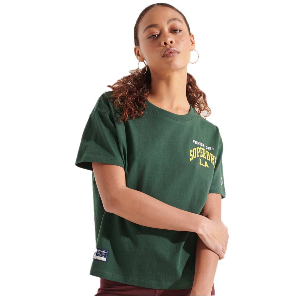 Clothing Superdry Code Varsity Arch Mini Boxy Short Sleeve T-Shirt Green