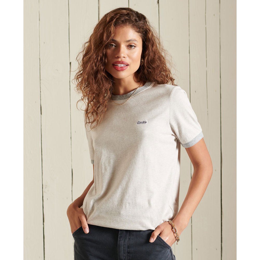 Women Superdry Vintage Ringer Short Sleeve T-Shirt White