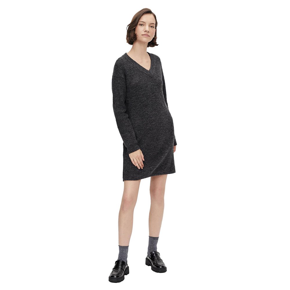 Clothing Pieces Ellen Long Sleeve V Neck Knit Dress Black